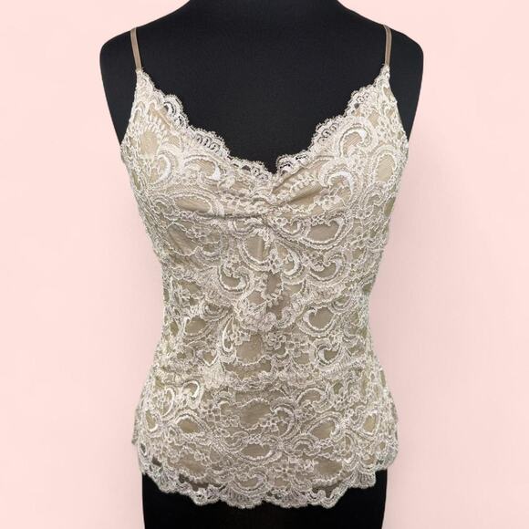 Boston Proper Lace Cami Tank Top - Size M Nude Beige Lingeriecore Coquette Y2K - Picture 1 of 8